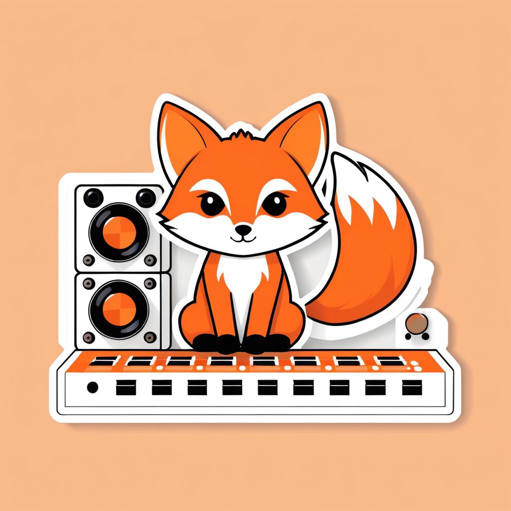 Kawaii Fox Playing Modular Synth Sticker