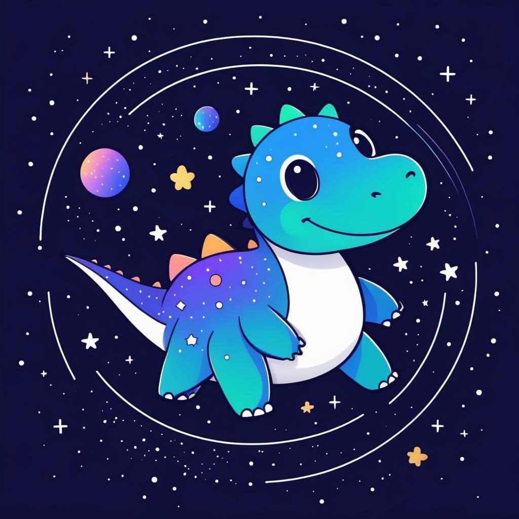 Playful Dinosaur in Minimalist Space