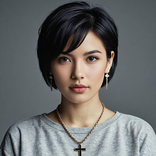 Realistic Portrait of a Girl with Short Hair