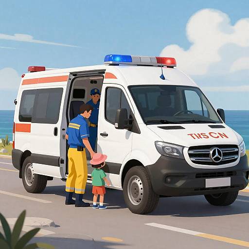 Rocky Shore Ambulance Rescue Scene