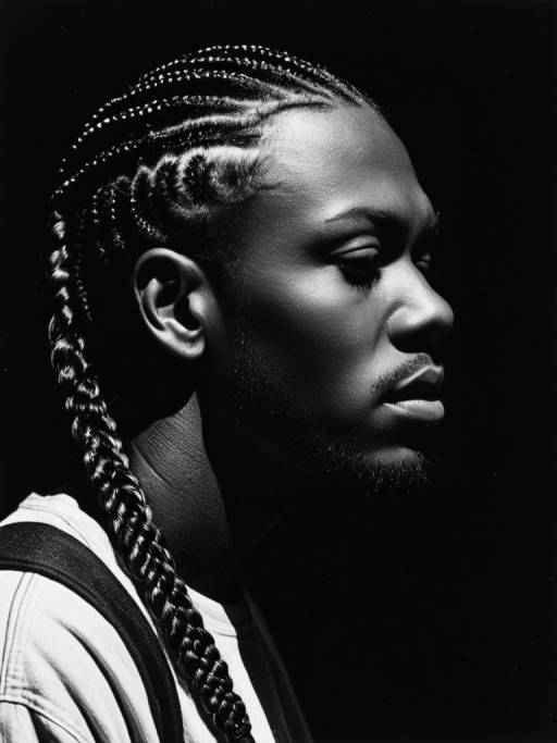 Man with Cornrow Braids Portrait