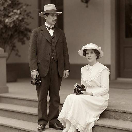 Early 20th Century Couple with Cameras