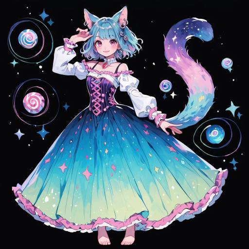 Enchanting Spirit Girl with Cosmic Hair Enchanting Spirit Girl with Cosmic Hair