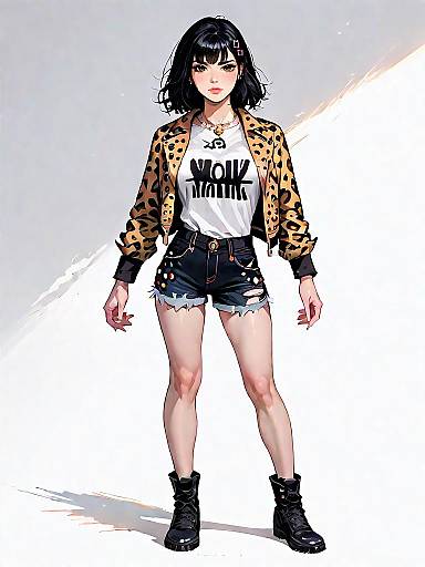 Edgy Woman in Leopard Print Jacket