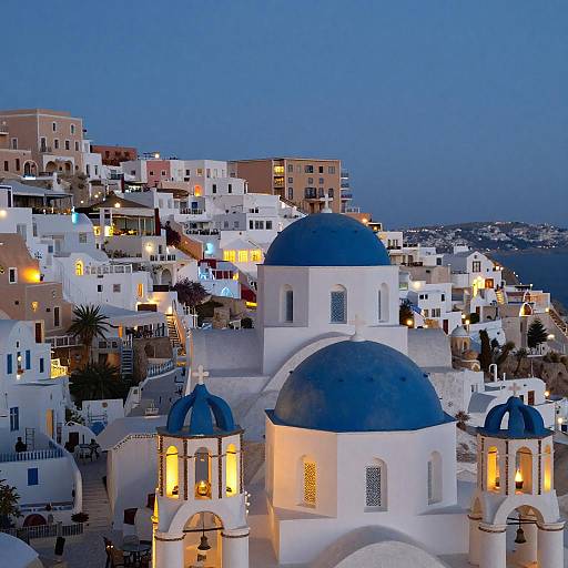 Dusk Serenity in a Hillside Town