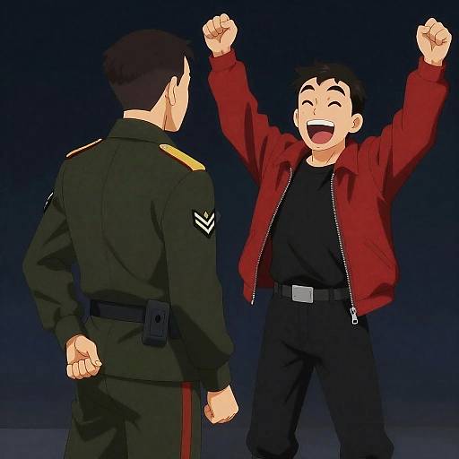 Dynamic Duo in Contrasting Attire