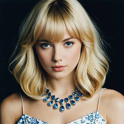 Blonde Woman with Blue Necklace