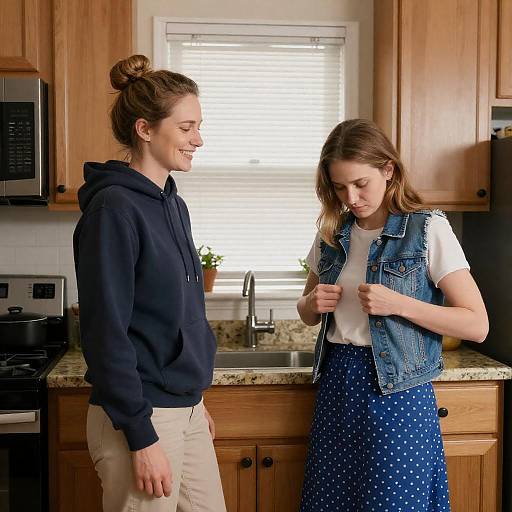 Smiling Women in a Cozy Kitchen