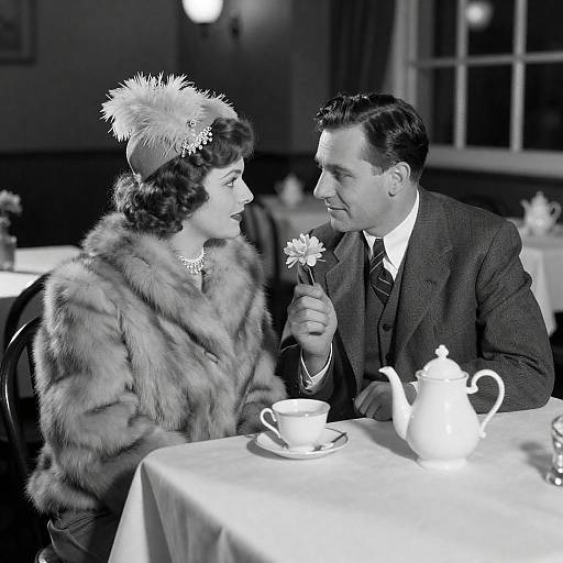 Vintage 1920s Couple Dining Portrait