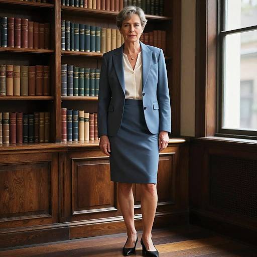 Confident Middle-Aged in Slate Pencil Suit