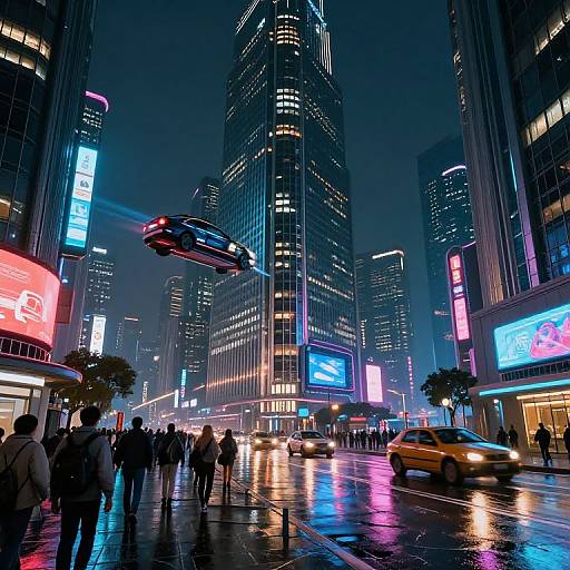 Futuristic Cyberpunk Metropolis at Night