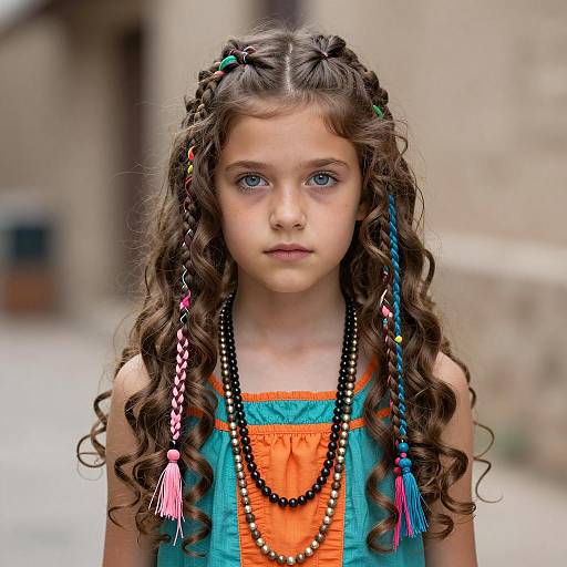 Portrait of a Young Girl with Braids