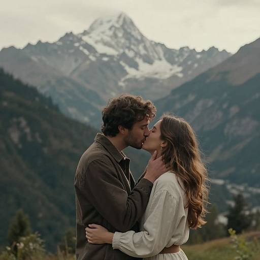 Eternal Kiss Amidst Towering Mountains