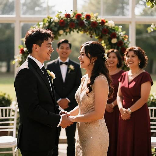 Joyful Wedding Ceremony in Golden Light