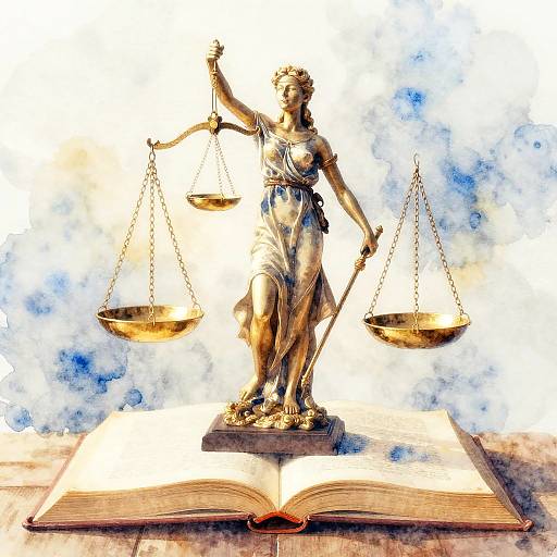 Ethereal Lady Justice Watercolor Scene