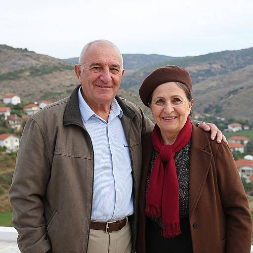 Smiling Elderly Turkish Couple in Traditional Attire
