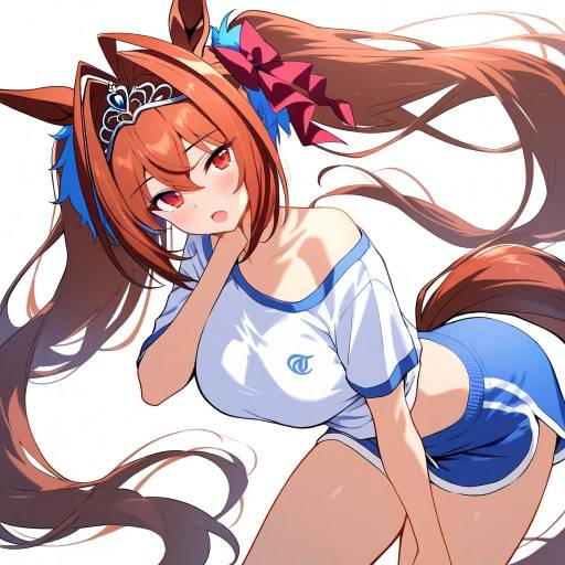 Charming Horse Girl with Dolphin Shorts