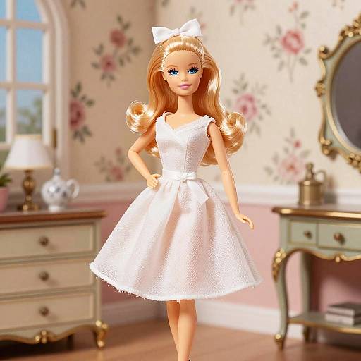 Retro Barbie Doll in Vintage Scene