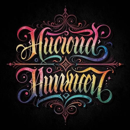 Vibrant, intricate digital text reads 