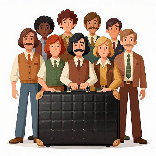 1970s Group Portrait with Suitcase