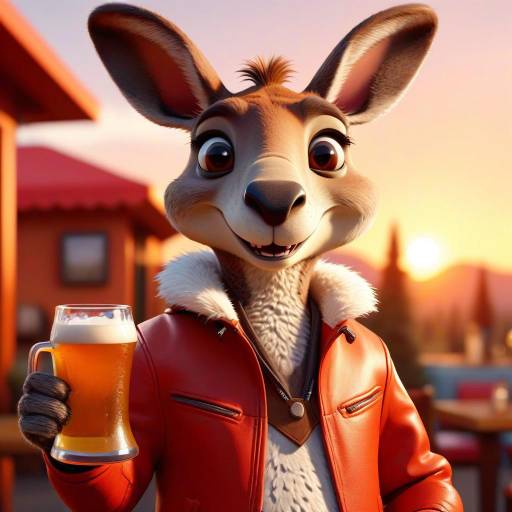 Playful Kangaroo in a Sunset Setting