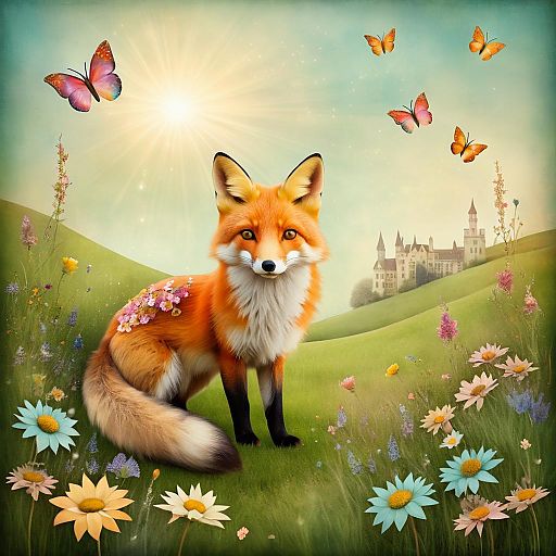 Curious Fox in a Dreamlike Meadow