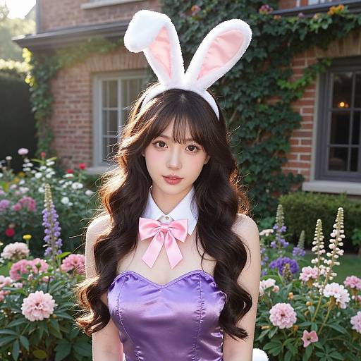 Sunlit Garden Bunny Costume Portrait