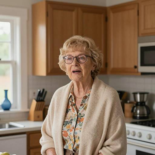Elderly Woman Standing in Kitchen