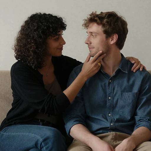 Intimate Moment Between Couple on Couch