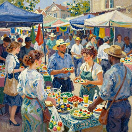 Vibrant Marketplace Impressionism