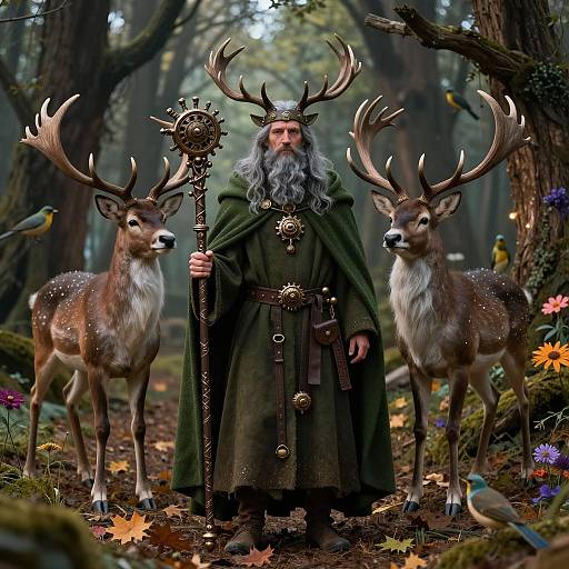 Mystical Druid in Enchanted Forest