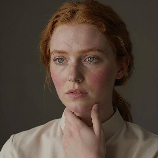 Pensive Redhead with Green Eyes
