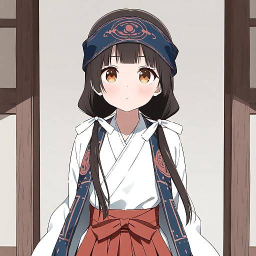 Illustration of Amayadori machi, kumamiko in the style of Kamu (geeenius)