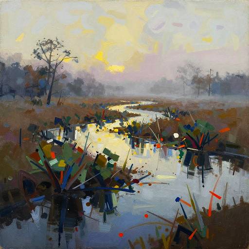 Abstract Expressionist Marshy Wetlands