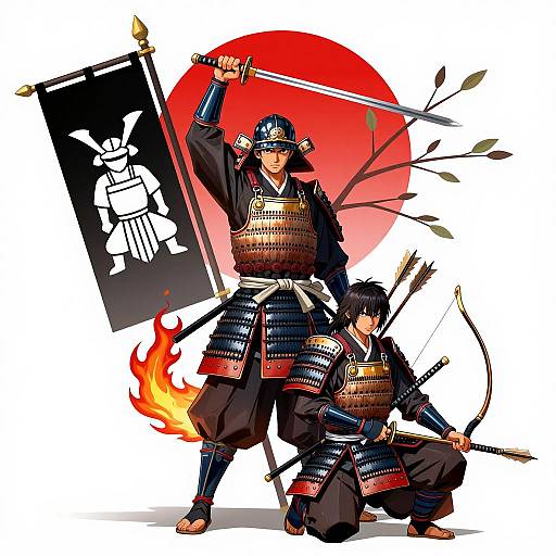 Dramatic Samurai Warriors in Armor
