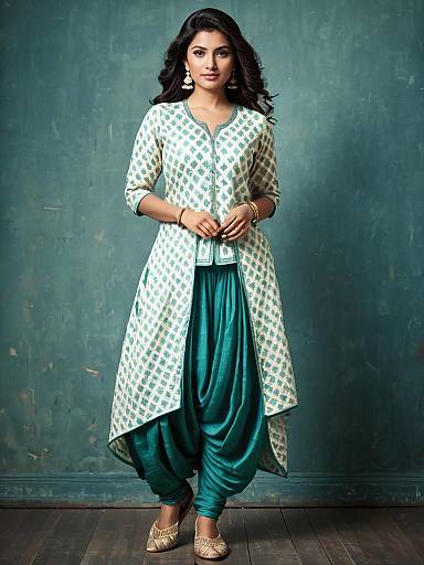 Photorealistic Woman in Dhoti Suit