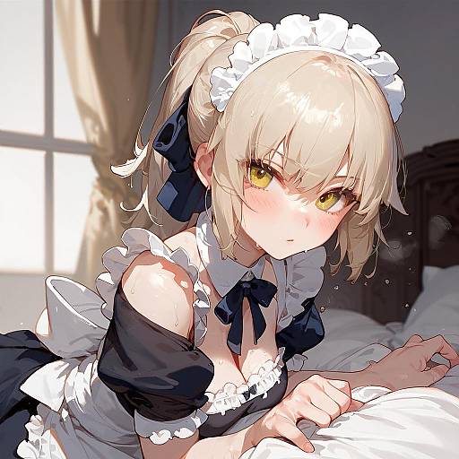 Detailed Blonde Maid in Bedroom