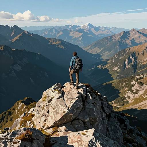 Triumphant Mountaintop Hiker Panorama