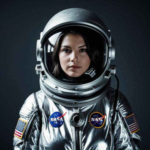 Female Astronaut in Silver NASA Spacesuit