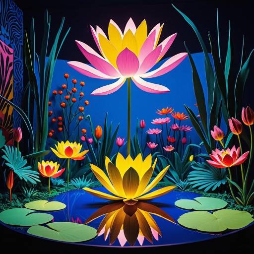 Surreal Neon Lotus Miniature World