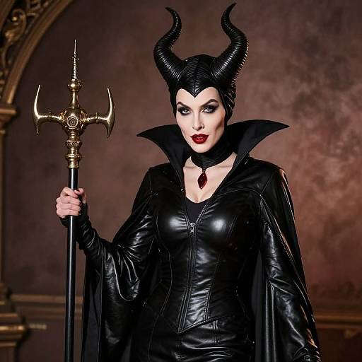 Brown Maleficent in Leather Dress