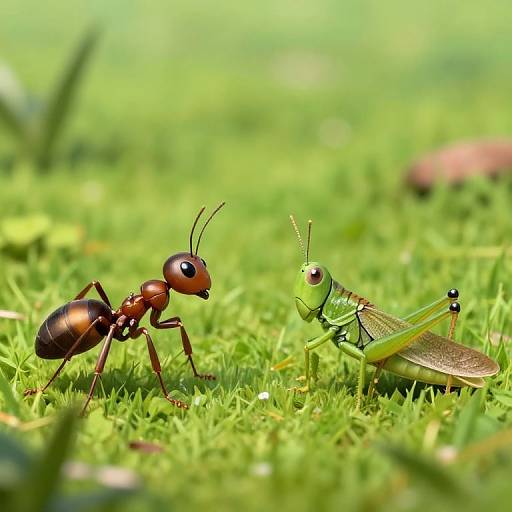 Anthropomorphic Ant and Grasshopper Tale