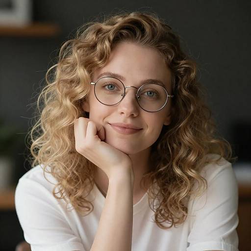 Warm Portrait of Curly Blonde Woman