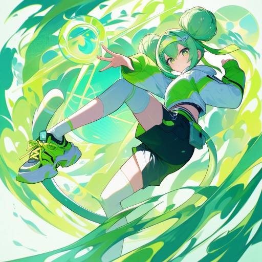 Vibrant Anime Character in Dynamic Pose