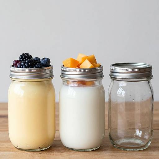 Assorted Glass Jars on Wooden Surface