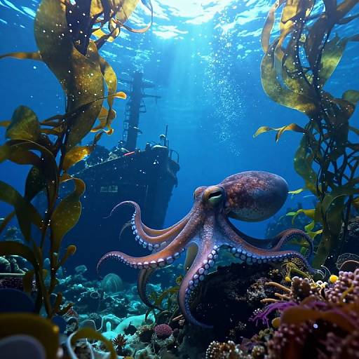 Surreal Underwater Octopus View
