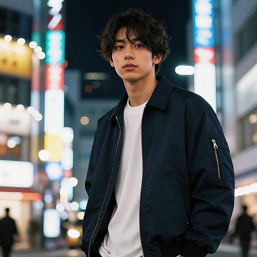 Japanese Male Model in Neon Tokyo