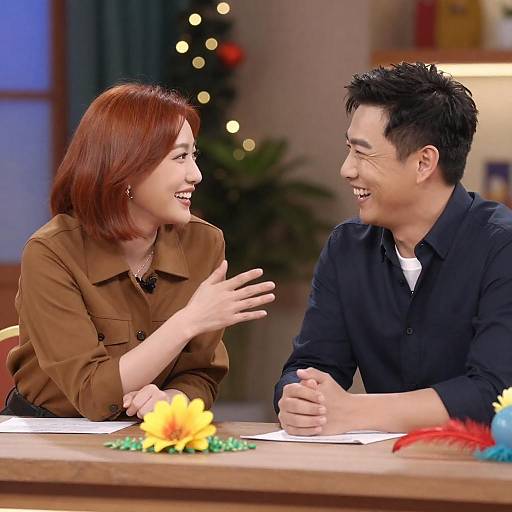 Lively TV Interview with Colorful Set