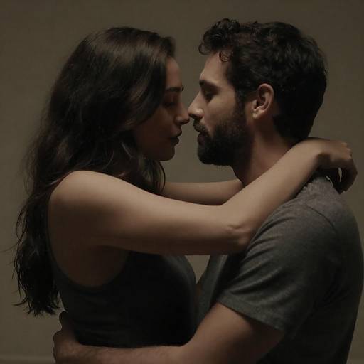 Shadowed Intimate Embrace Passionate Portrait