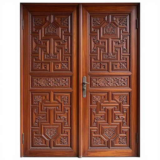 19th-Century Teak Wood Carved Doors
